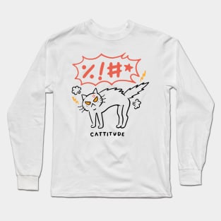 Cattitude Back Print Long Sleeve T-Shirt